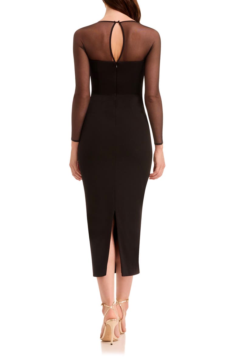 Dress the Population Maxine Long Sleeve Midi Dress, Alternate, color, Black