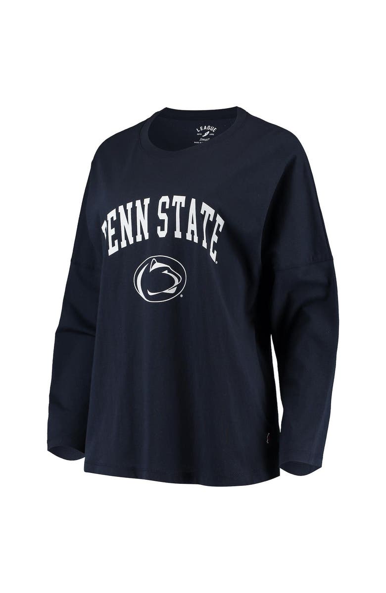 LEAGUE COLLEGIATE WEAR Women's League Collegiate Wear Navy Penn State Nittany Lions Clothesline Oversized Long Sleeve T-Shirt, Alternate, color,
