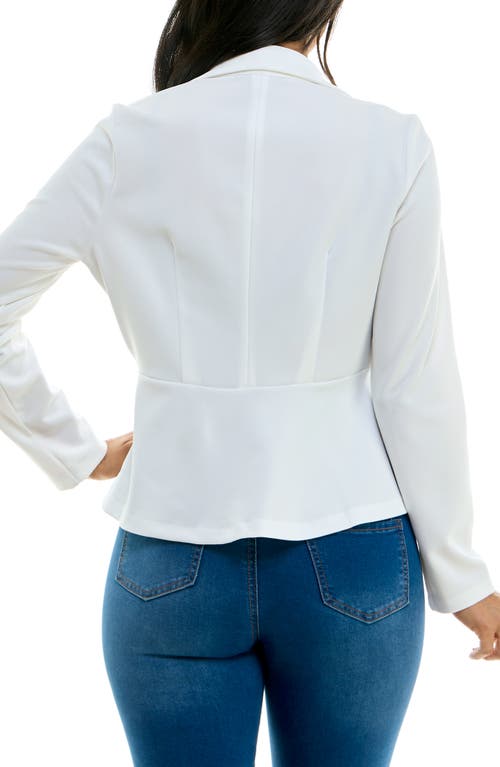 Nina Leonard Notch Lapel Peplum Blazer In Ivory