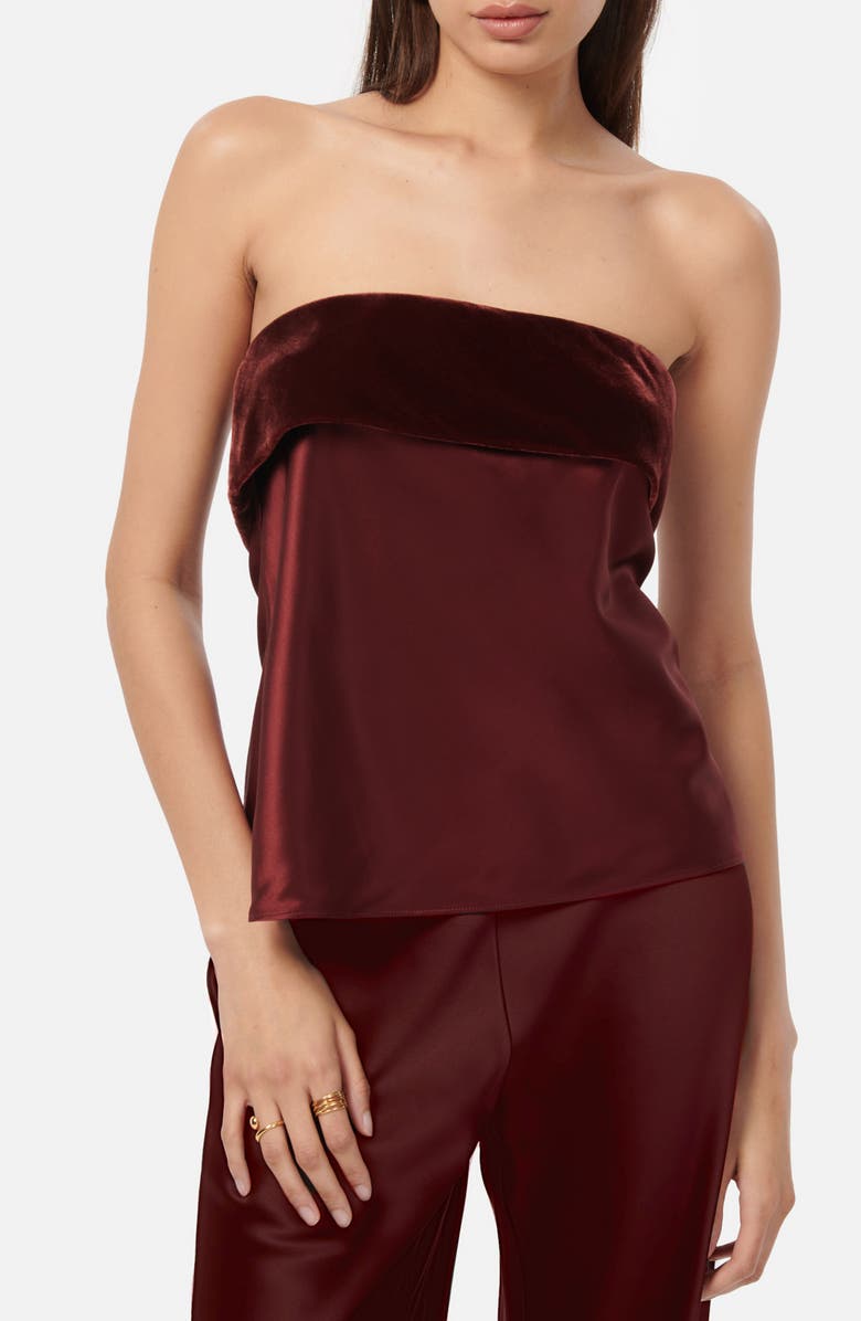 CAMI NYC Diona Velvet Trim Strapless Top, Main, color, 