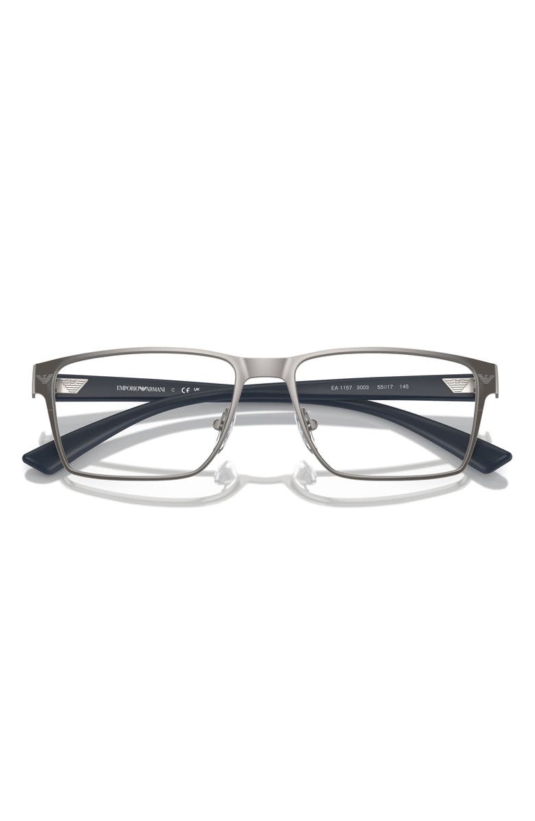 Emporio Armani 53mm Rectangle Optical Glasses, Alternate, color, Matte Gunmetal / Demo Lens