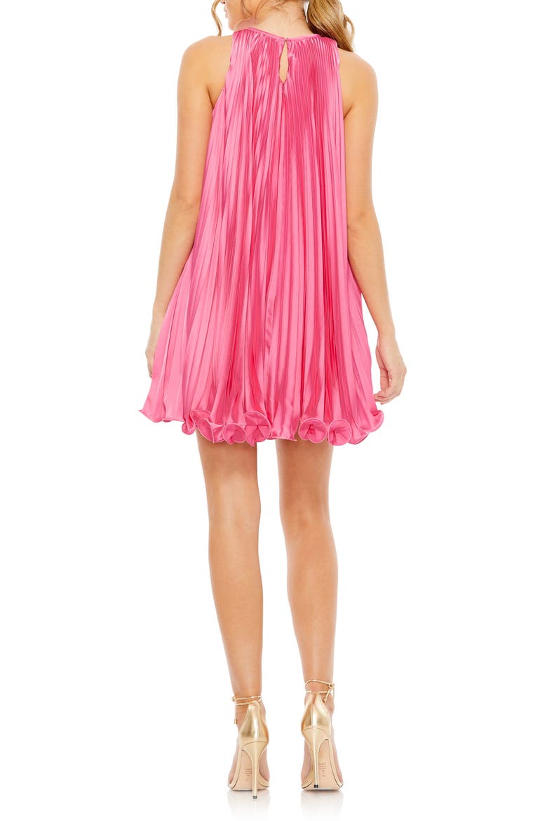 Pleated Halter Neck Flowy Mini Trapeze Dress, Alternate, color, CANDY PINK
