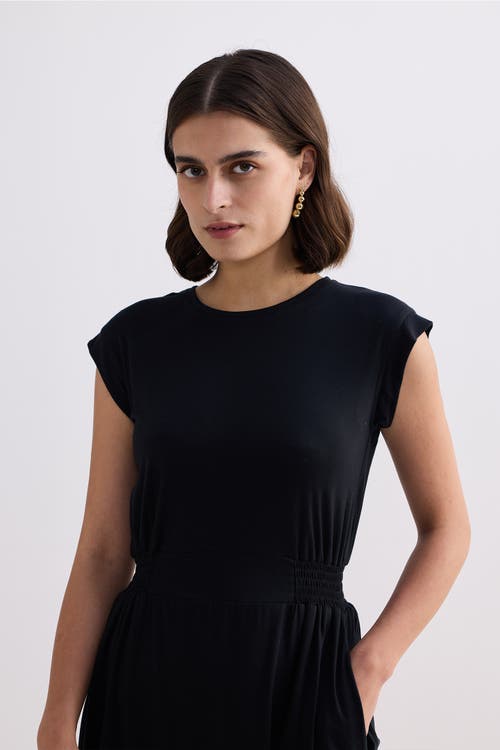 Reistor Short Dress With Smocking Side Detail In Black