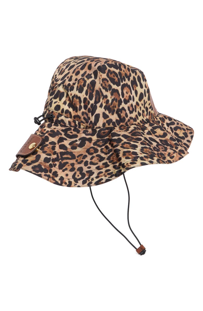 Longchamp Packable Wide Brim Hat, Alternate, color, Animal Print