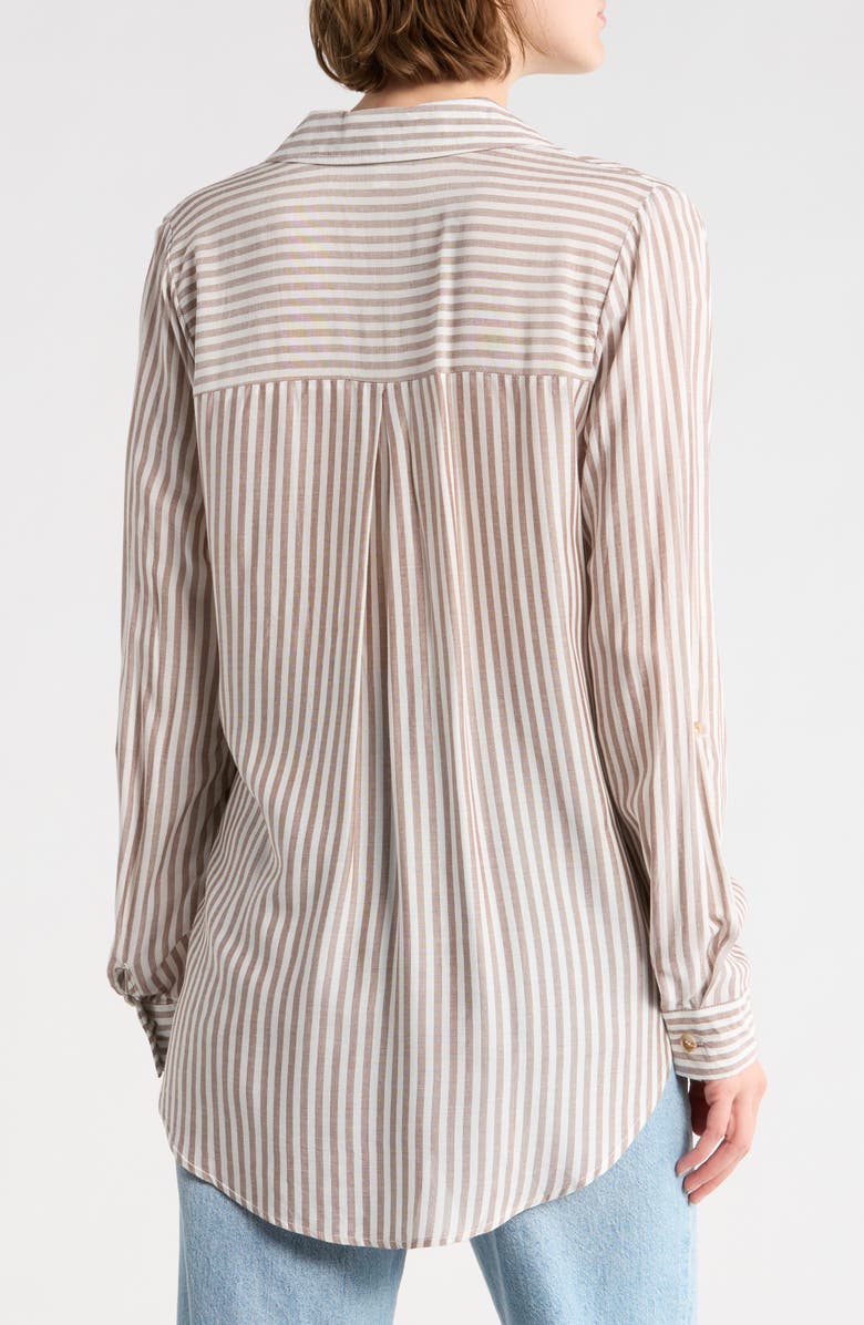 Blu Pepper Stripe Long Sleeve Button-Up Shirt, Alternate, color, Brown