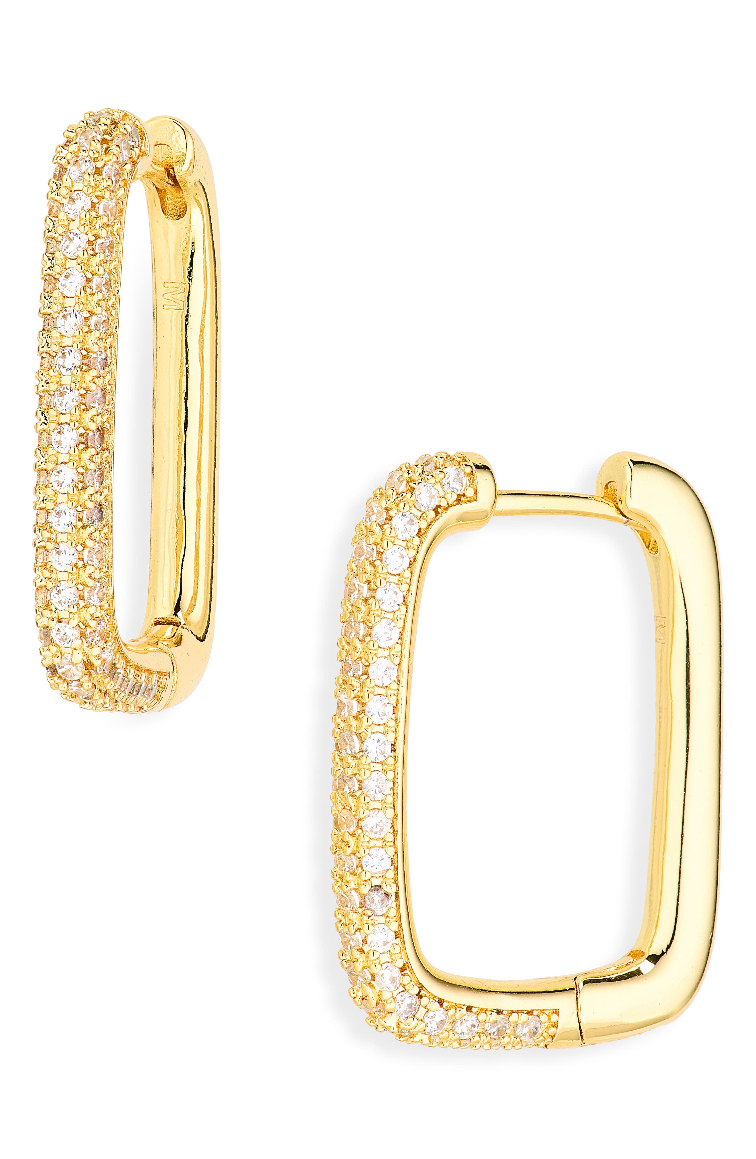 Cubic Zirconia Rectangular Hoop Earrings