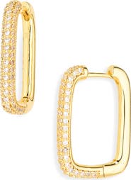 The M Jewelers Cubic Zirconia Rectangular Hoop Earrings