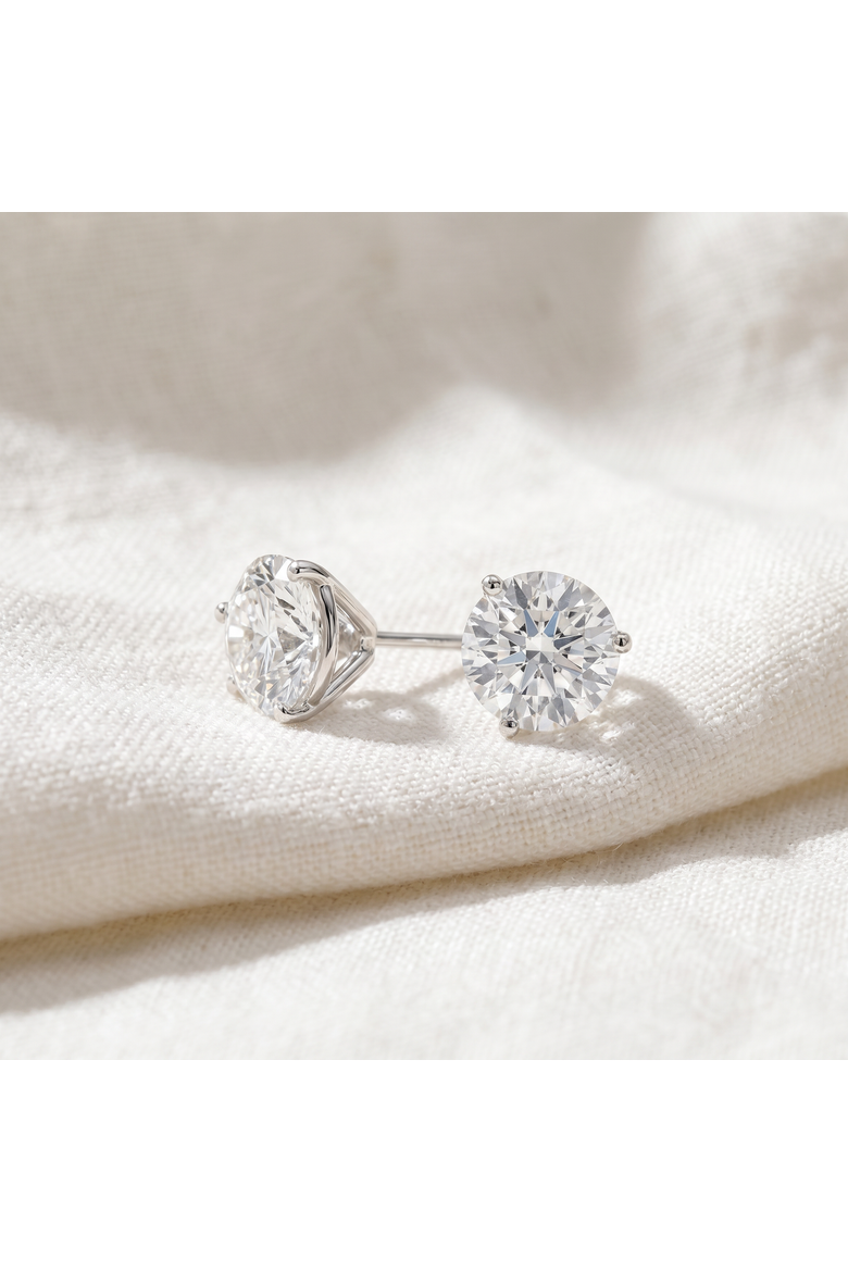 3.20 Ct TW 14k Gold Lab Grown Round-Cut Diamond Martini Studs, Alternate, color, 14k White Gold