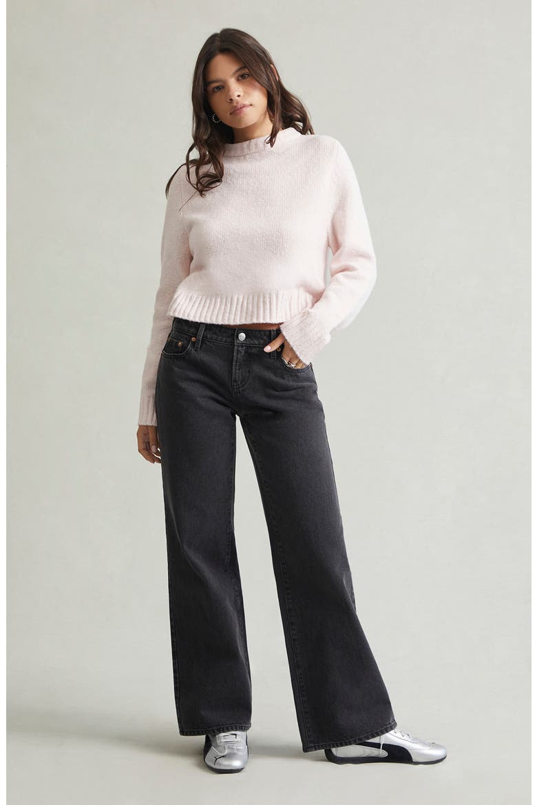 Zoe Low Rise Wide Leg Girlfriend Jeans, Alternate, color, BLACK