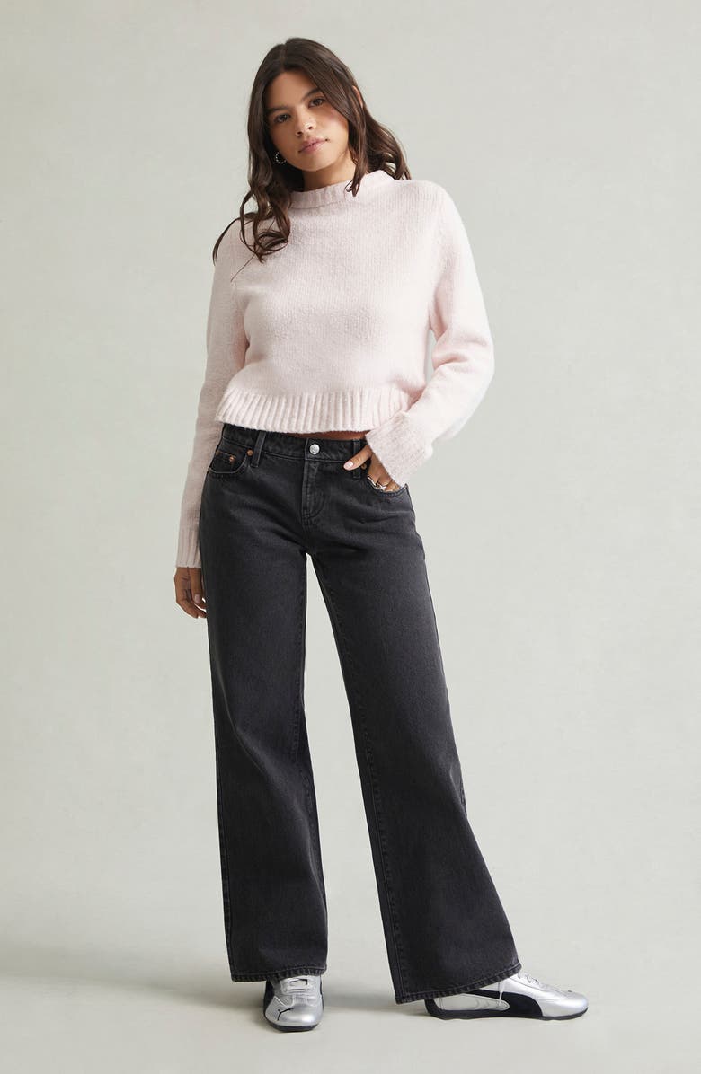 PacSun Zoe Low Rise Wide Leg Girlfriend Jeans, Alternate, color, Black