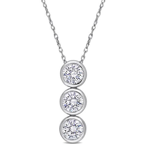 Cubic Zirconia Graduated 3-Stone Drop Necklace