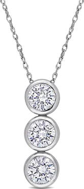 Julianna B. Cubic Zirconia Graduated 3-Stone Drop Necklace
