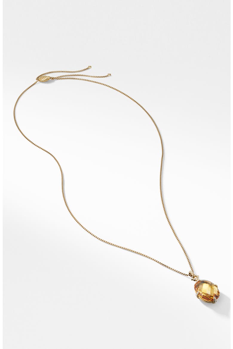 Chatelaine® 18k Gold Pendant Necklace with Honey Quartz & Diamonds, Alternate, color, GOLD/ DIAMOND/ HONEY QUARTZ