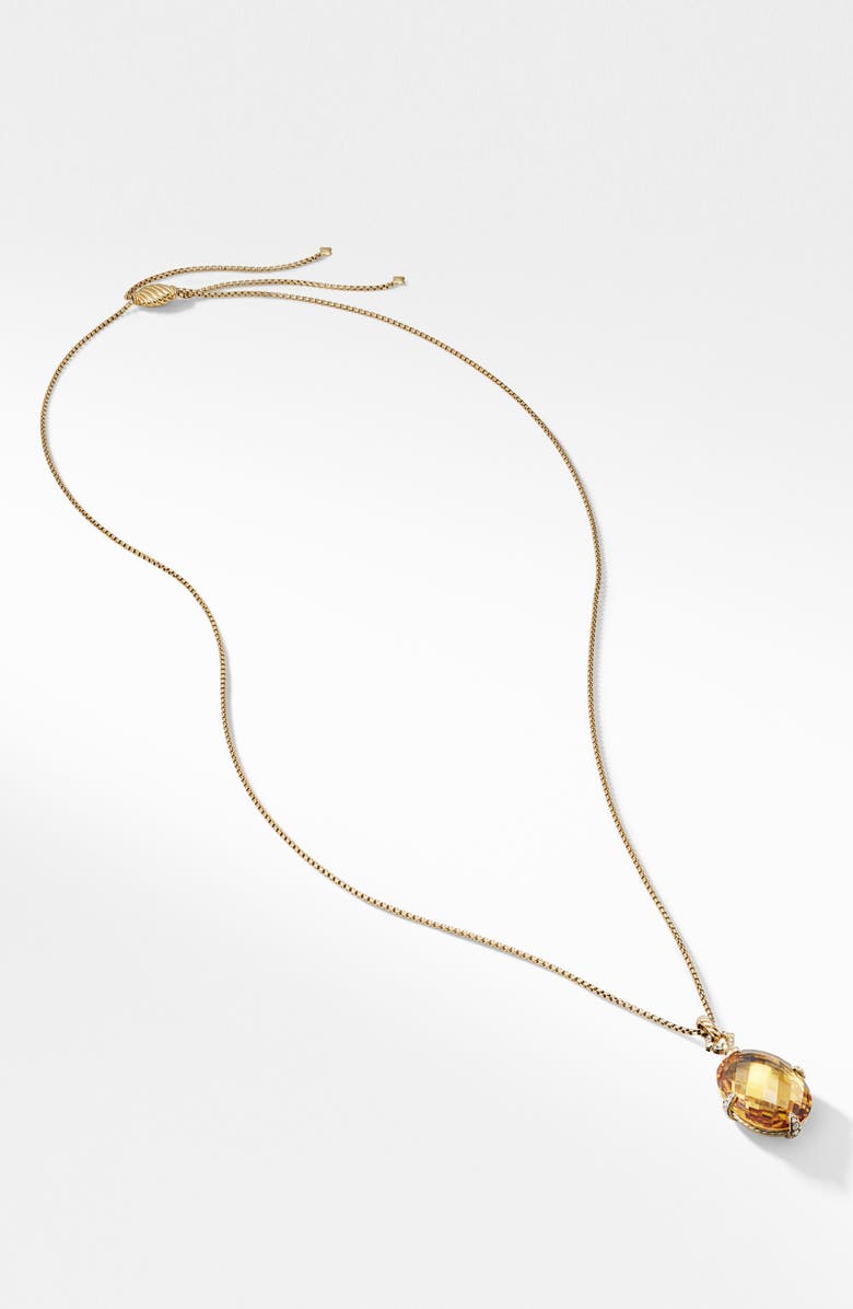 David Yurman Chatelaine<sup>®</sup> 18k Gold Pendant Necklace with Honey Quartz & Diamonds, Alternate, color, 