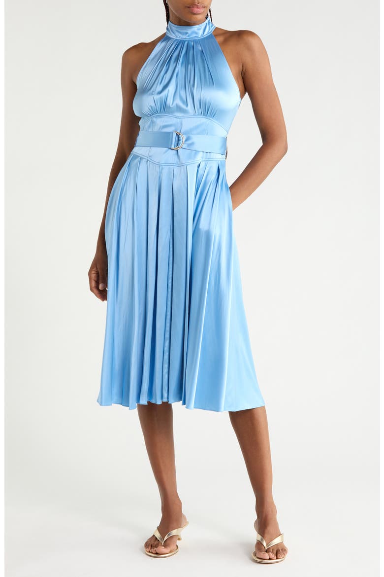 Nicola Sleeveless Belted Midi DressNicola Sleeveless Belted Midi Dress, Main, color, MISTY BLUE