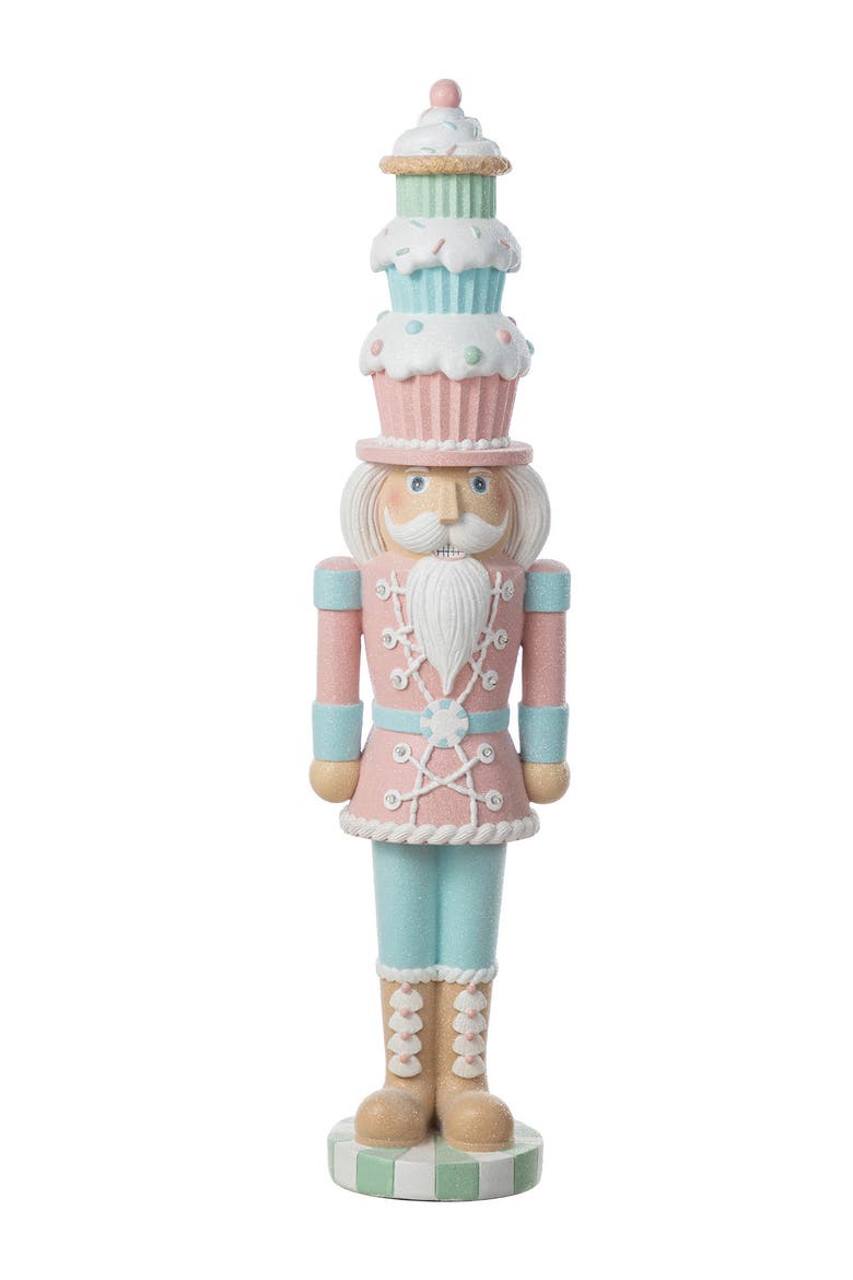 28"H Lighted Macaron Resin Cupcake Nutcracker Porch Decor, Alternate, color, Pink