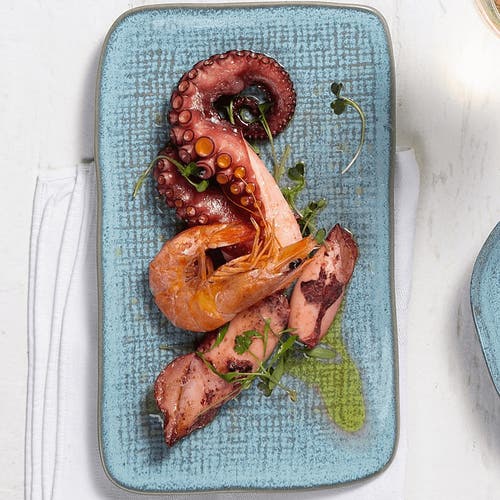 Porto Brasil Rectangular Platter Juta Medium Set Of 4 In Blue