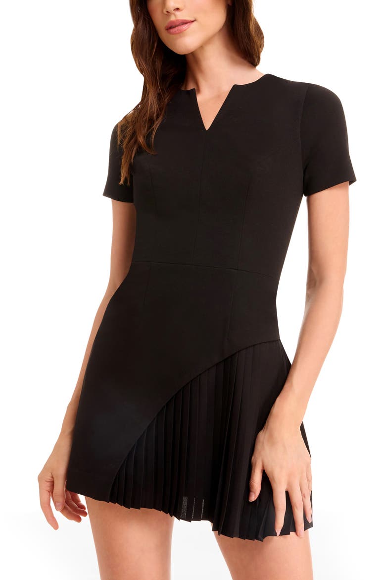 Ashley Pleated Minidress, Alternate, color, BLACK