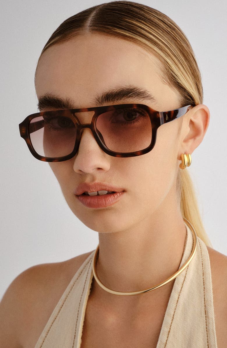 AIRE Aquarius 55mm Gradient Aviator Sunglasses, Alternate, color, Dark Tort