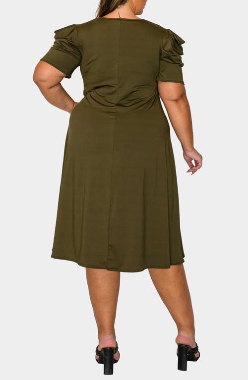 L I V D Aleyna Puff Sleeve A-line Dress In Green