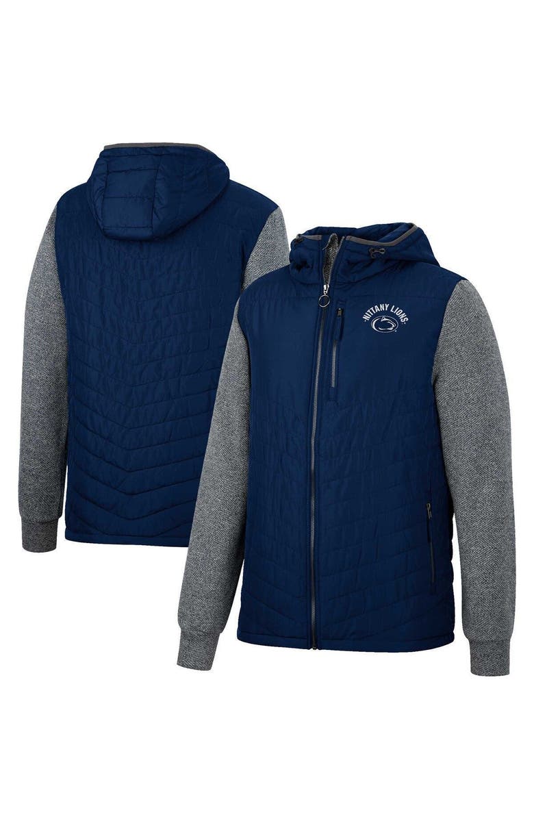 COLOSSEUM Men's Colosseum Navy Penn State Nittany Lions Course Herringbone Full-Zip Hoodie, Main, color,