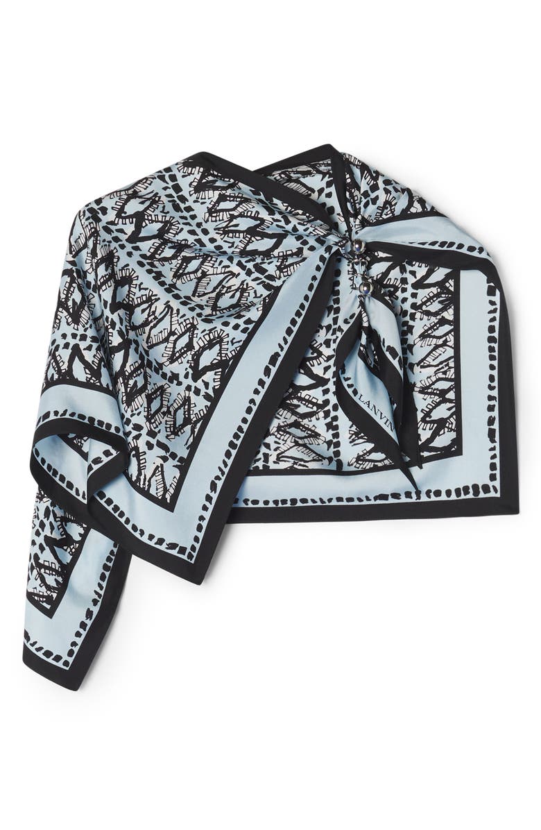 Lanvin Painted Diamond Motif Top With Jewelry Fastener, Main, color, Sky Blue/Black