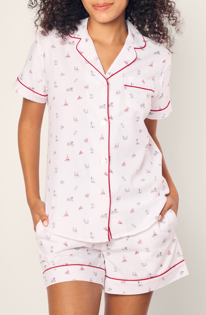 Petite Plume Cotton Twill Shorts Pajamas, Main, color,
