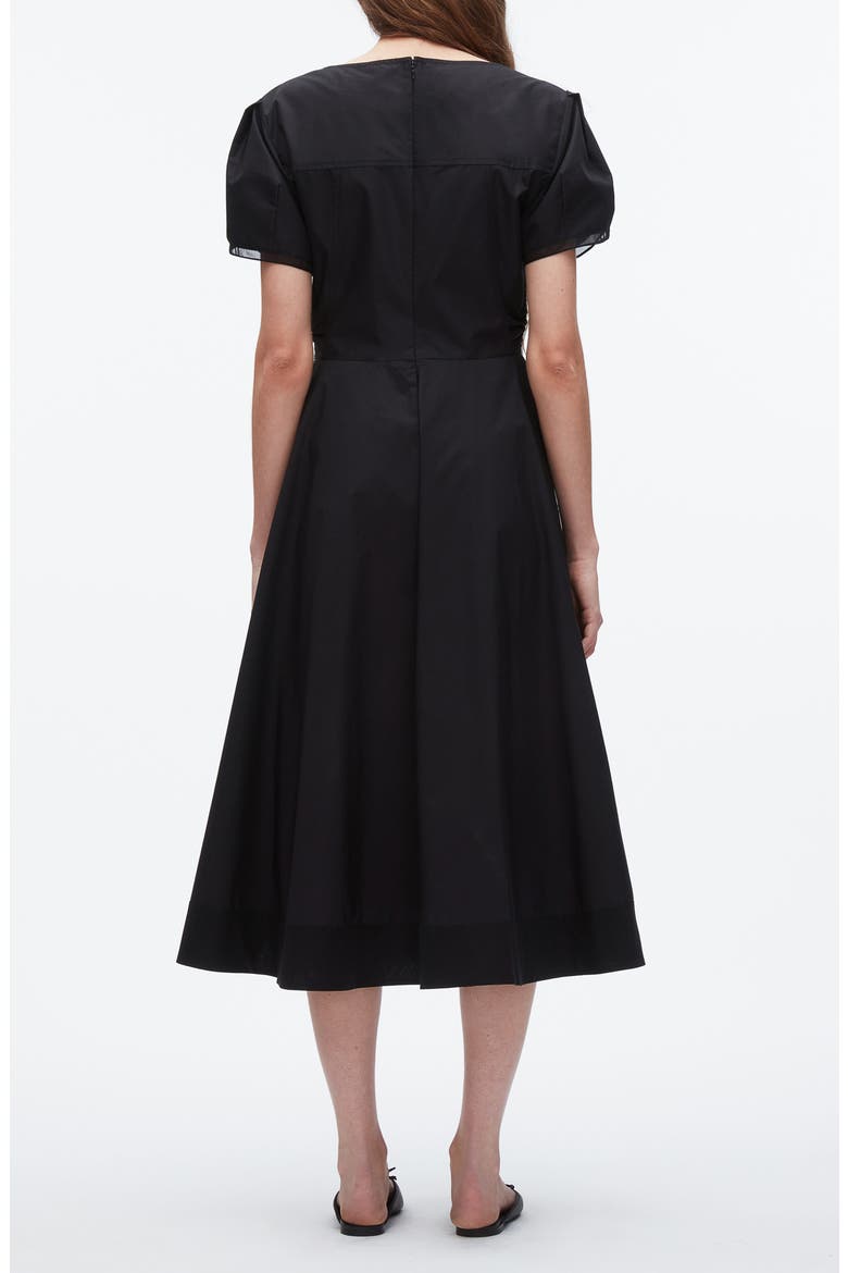Tulip Sleeve A-Line Dress, Alternate, color, BLACK