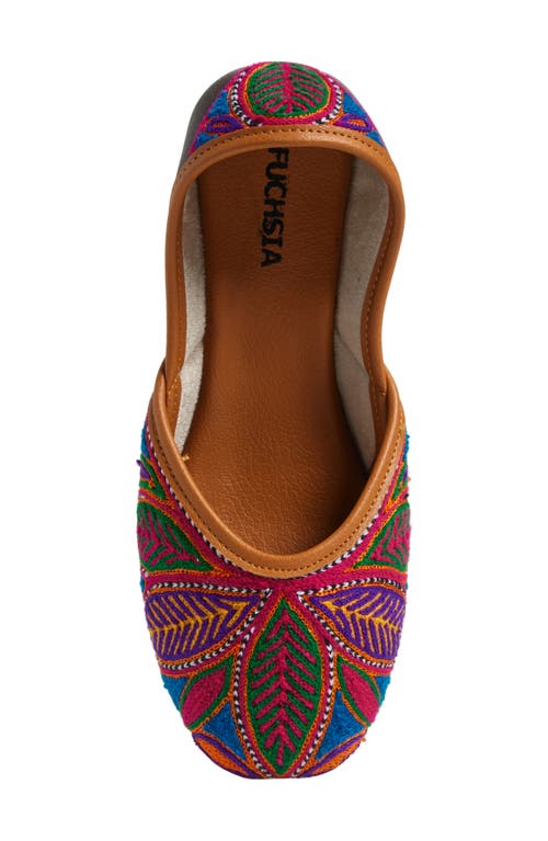 Fuchsia Olivia Embroidered Pointed Toe Flat In Pink