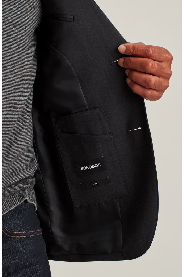 Jetsetter Slim Fit Charcoal Grey Stretch Wool Suit Jacket, Alternate, color, CHARCOAL