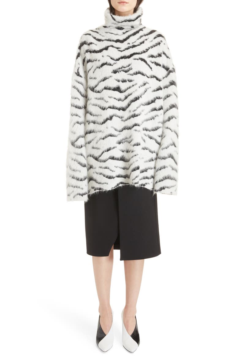 Belt Detail Wool Wrap Skirt, Alternate, color, BLACK