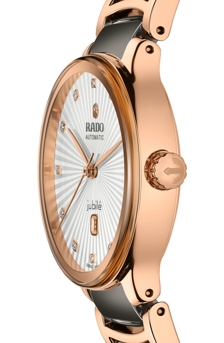 RADO Centrix Automatic Diamond Bracelet Watch, 30.5mm, Alternate, color, White/ Black