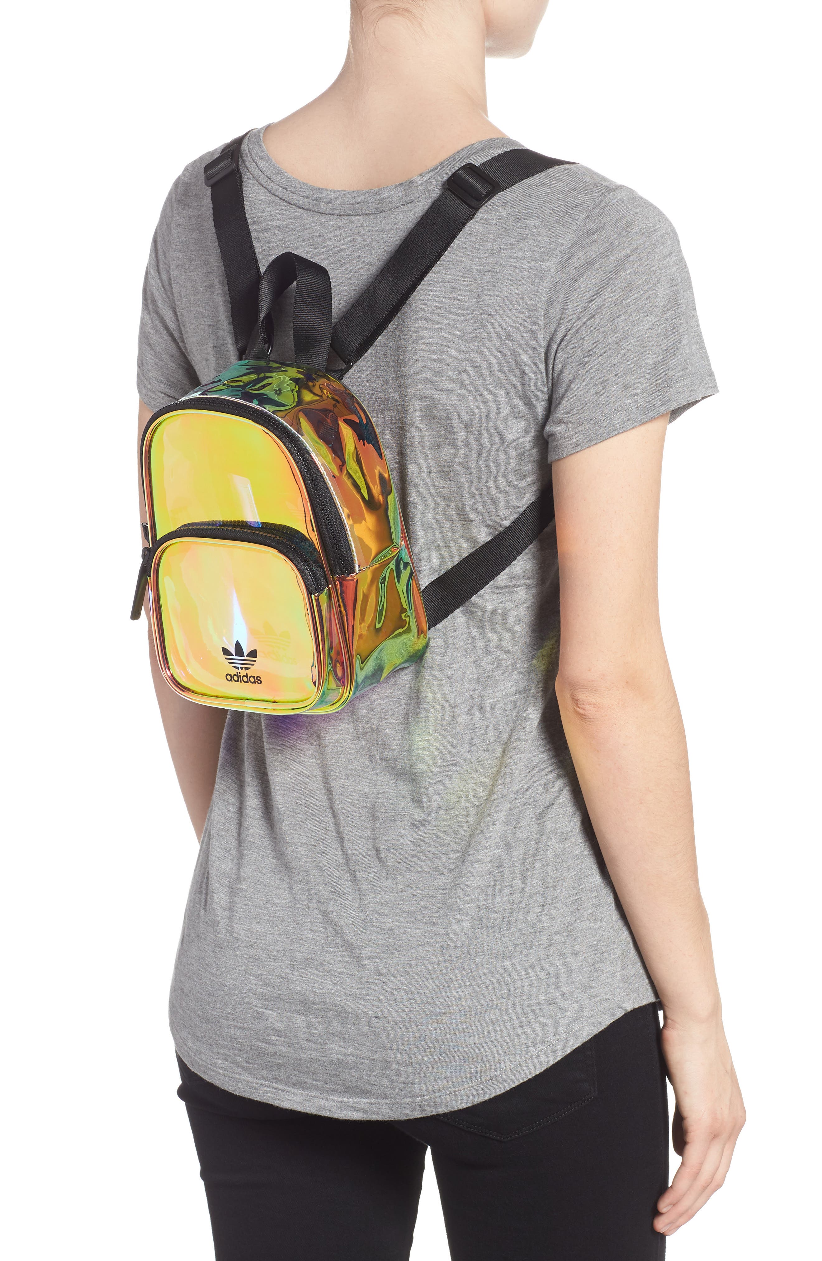 adidas Originals adidas Ori Mini Holographic Clear Backpack, Alternate, color, 