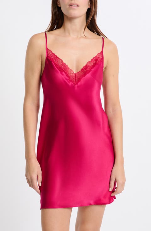 Milky Lace Trim Silk Chemise