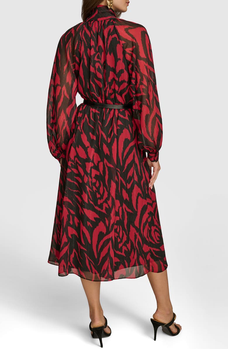 Donna Karan New York Print Belted Long Sleeve Maxi Dress, Alternate, color, 