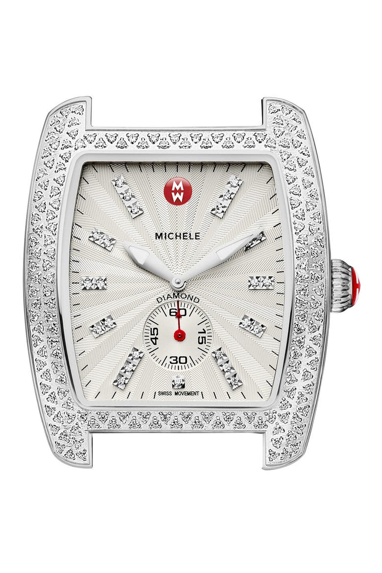 'Urban Diamond' Diamond Dial Watch Case, 36mm x 37mm, Main, color, SILVER
