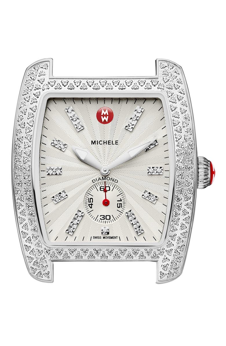 MICHELE 'Urban Diamond' Diamond Dial Watch Case, 36mm x 37mm, Main, color, 