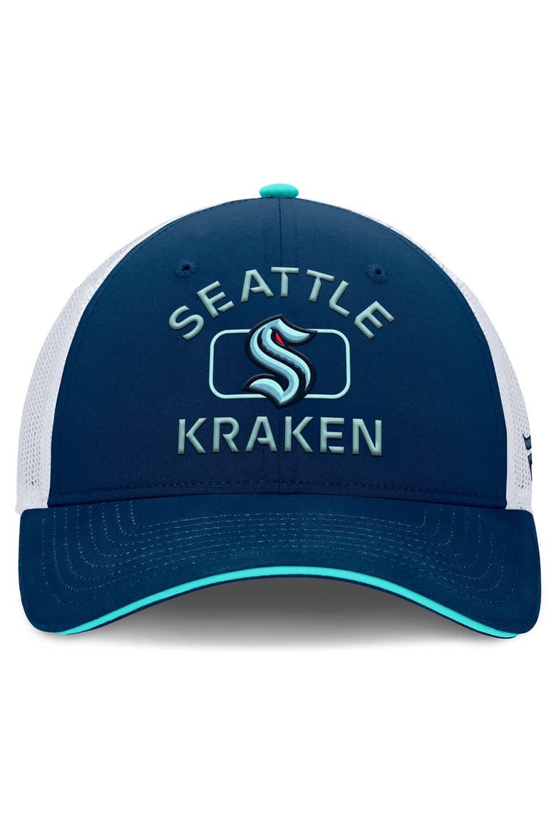 Men's Fanatics Deep Sea Blue/White Seattle Kraken Authentic Pro Rink Trucker Hat, Alternate, color, Navy