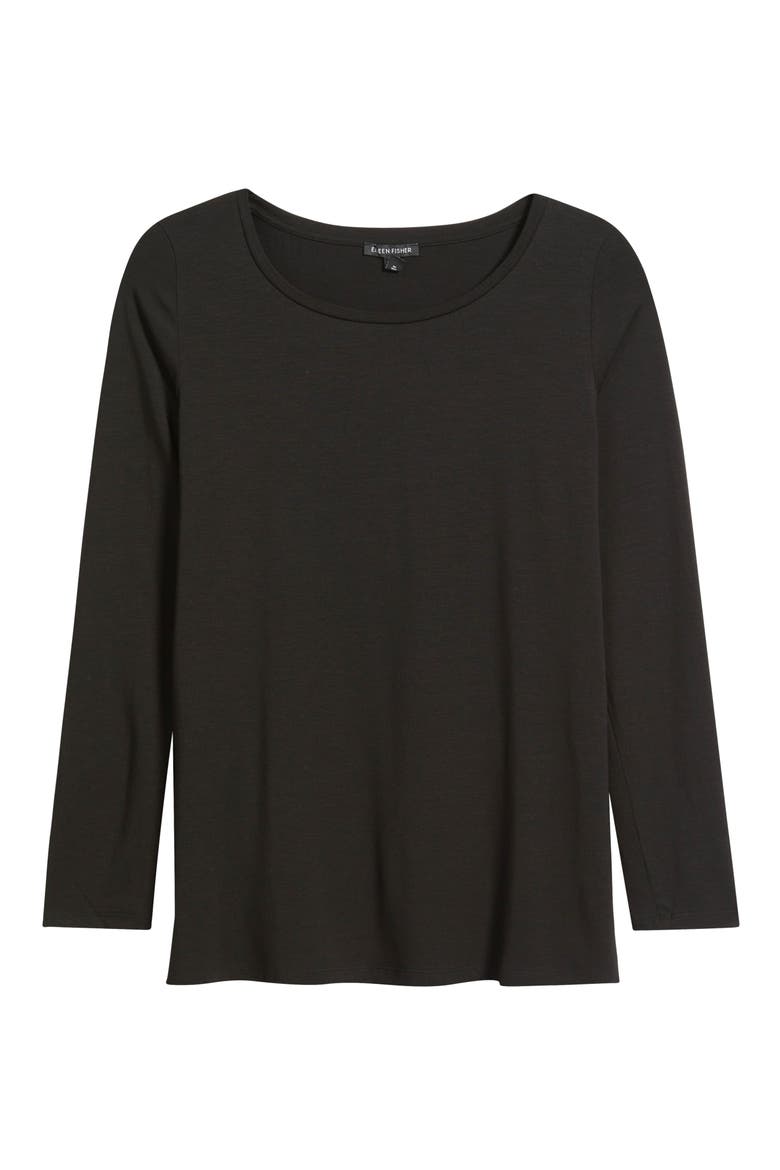 Ballet Neck Long Sleeve Tunic, Alternate, color, BLACK