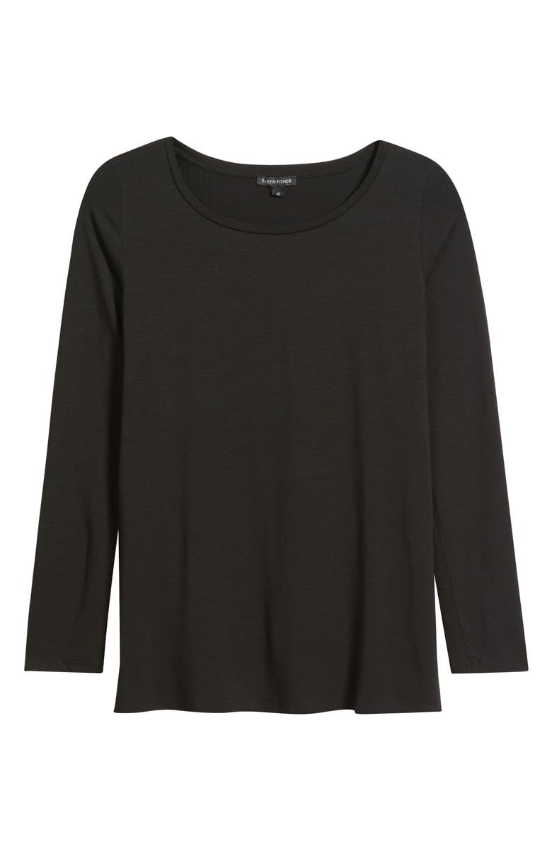 Eileen Fisher Ballet Neck Long Sleeve Tunic, Alternate, color, Black