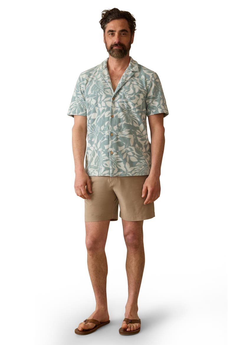 Cabana Floral Short Sleeve Terry Cloth Button-Up Shirt, Alternate, color, POOLSIDE FOLIAGE TEAL