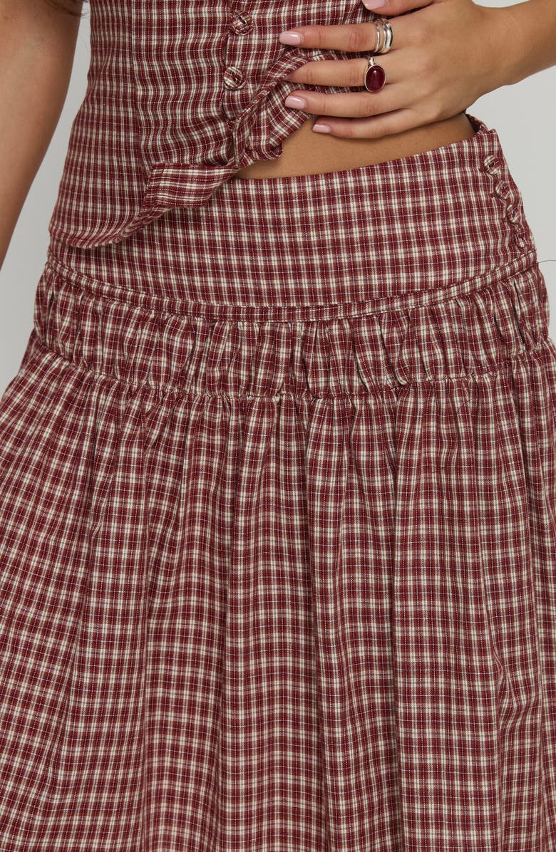 Princess Polly Alixandra Check Print Midi Skirt, Alternate, color, Red Check