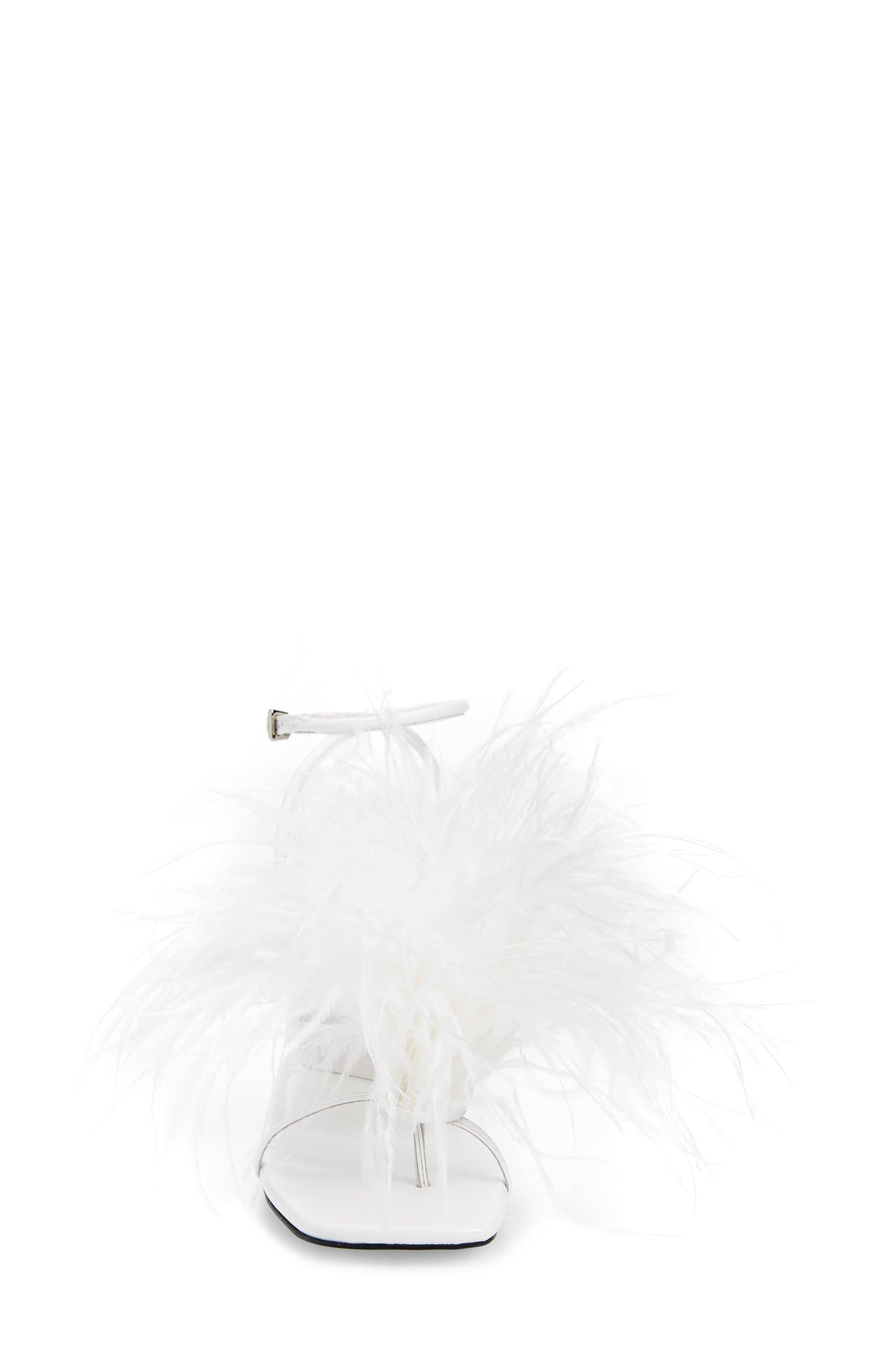 Flirt-Alot Feather Sandal, Alternate, color, WHITE CLEAR