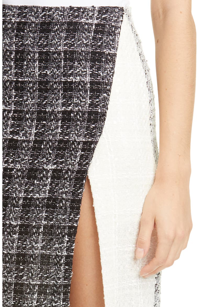 Colorblock Tweed Skirt, Alternate, color, IVORY/ BLACK