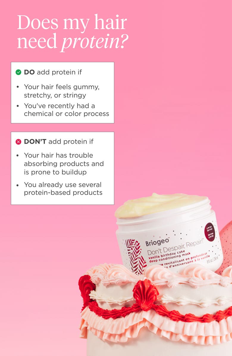 Briogeo Don't Despair, Repair! Vanilla Birthday Cake Deep Conditioning Mask, Alternate, color, 
