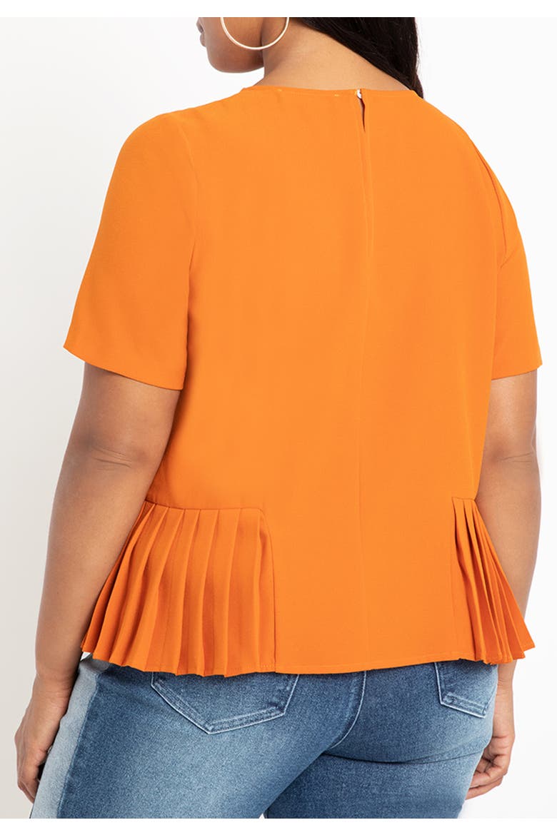 Pleated Hem Crepe Peplum Top, Alternate, color, AUTANTIUM