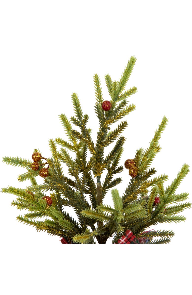 Northlight Mini Glittered Pine with Berries Artificial Christmas Trees - 9" - Set of 3, Alternate, color, Green