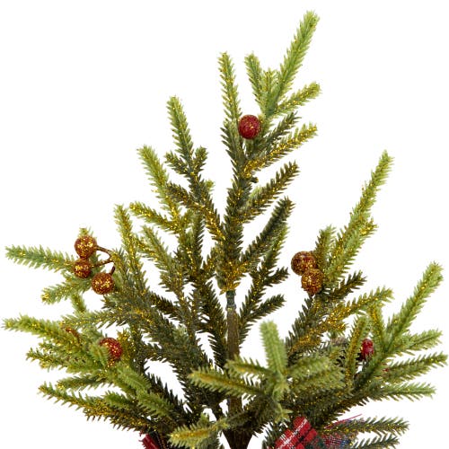 Northlight Mini Glittered Pine With Berries Artificial Christmas Trees In Green