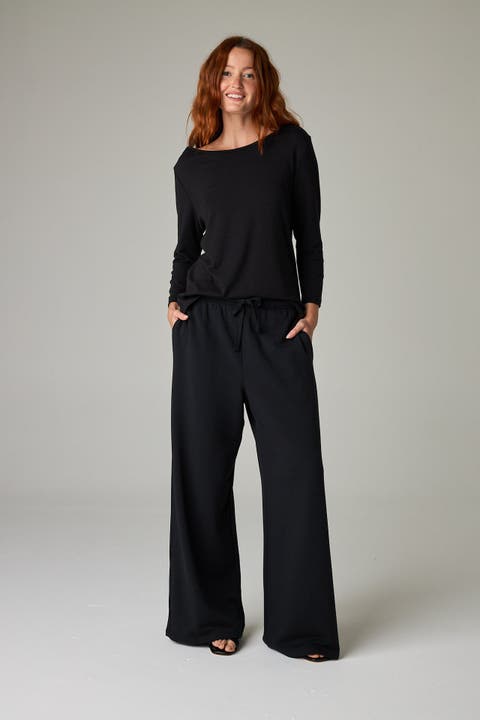 Nasaya Eco-Luxe Rib Bateau Neck 3/4 Length Sleeve Top - Ultra-Luxe Flow