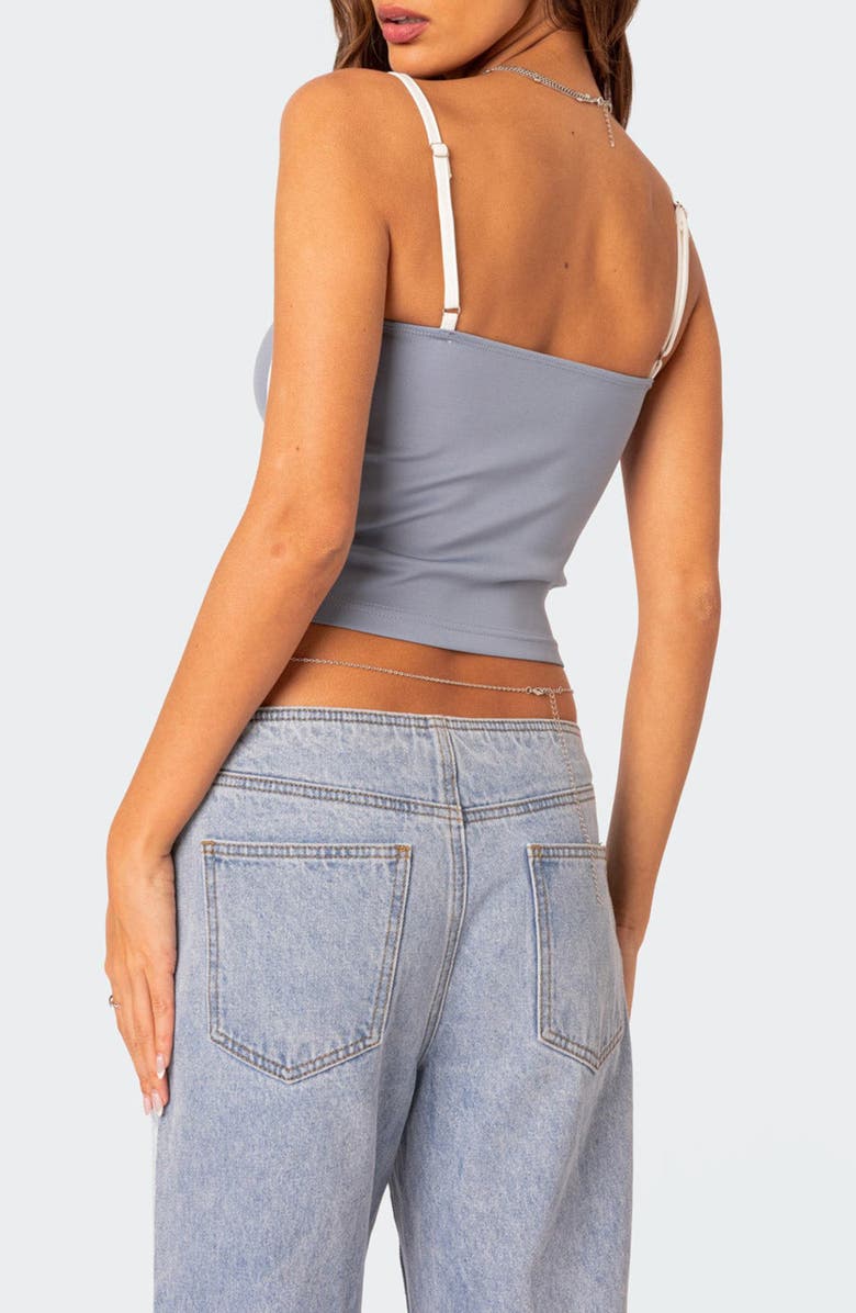 EDIKTED Yang Contrast Strap Crop Camisole, Alternate, color, Blue-And-White